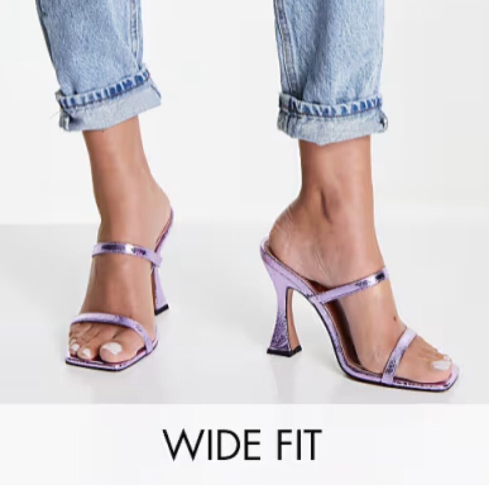 ASOS DESIGN Wide Fit Nasia heeled mules in lilac